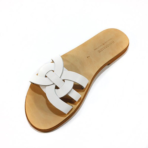 Antike griechische Ledersandalen handgefertigt Slide-Stil flache Damenriemen echt - Bild 4 von 5