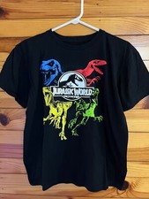 Jurassic World Dinosaurs Shirt Boys Black Short Sleeve Size L