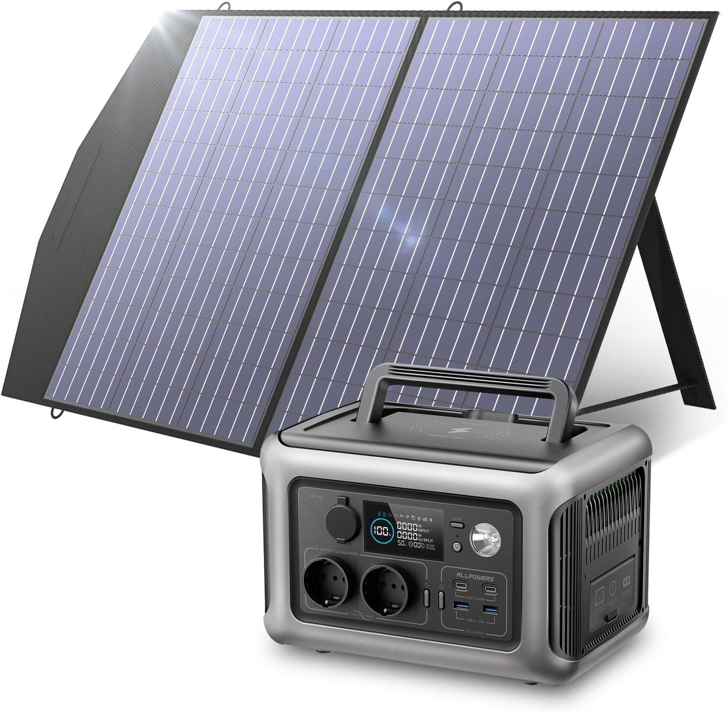 ALLPOWERS Generador Solar R600, 299WH LiFePO4 Batería con Panel Solar 100W