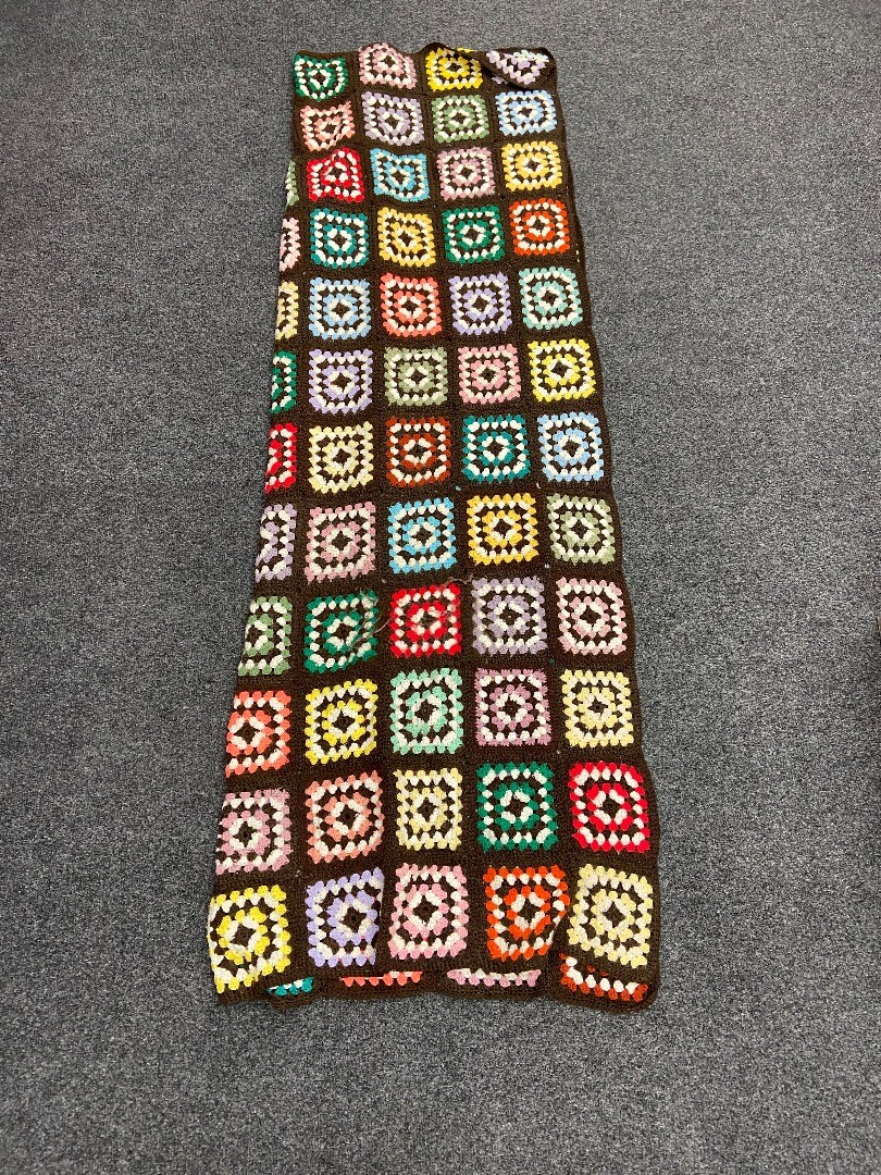 Vintage Knitted Multicoloured Blanket CG H74 eBay