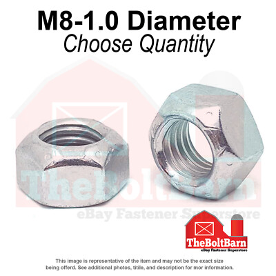 M8-1.0 Class 10 Hex Top Lock Nuts Zinc Clear Fine Thread (Pick Quantity)