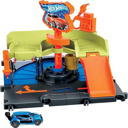 Hot Wheels City Downtown Express Car Wash Playset with 164 Scale