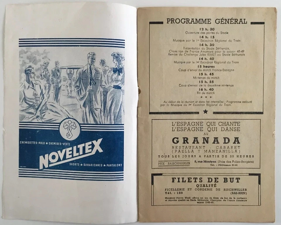 Sehr Selten 1949 Frankreich V Spanien Offizielles Programm 19/06/49 - Bild 2 von 4