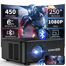 Projector, Projector with WiFi 6 and Bluetooth 5.3, 1080P HD Bluetooth Projec...