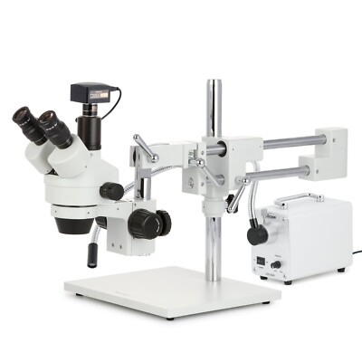 3.5X-180X Simul-Focal Stereo Zoom Microscope + 30W Dual LED Lights +1.3MP Camera