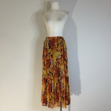 Y2K Sheer Floral Peasant Skirt Fairycore Hippie Festival 32-36 Inch Waist