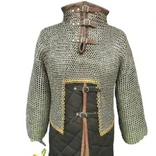 ChainMail Half Shirt , Flat Riveted with Flat Solid rings and Brass ring on edge