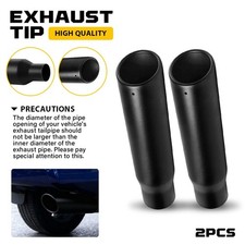 Weld-on Black Exhaust Tips 2.5 Inlet 4 Outlet 18 Long 2x Stainless Steel Pair