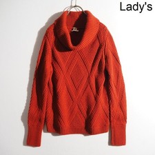 HERMES 18AW Camel Off-Turtleneck Knit Red 34 Women's