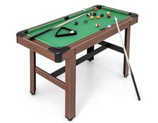 121.92cm Pool Table, Wooden Billiard Table With 16 Balls, 2 Cues, 2 Chalks, Tria