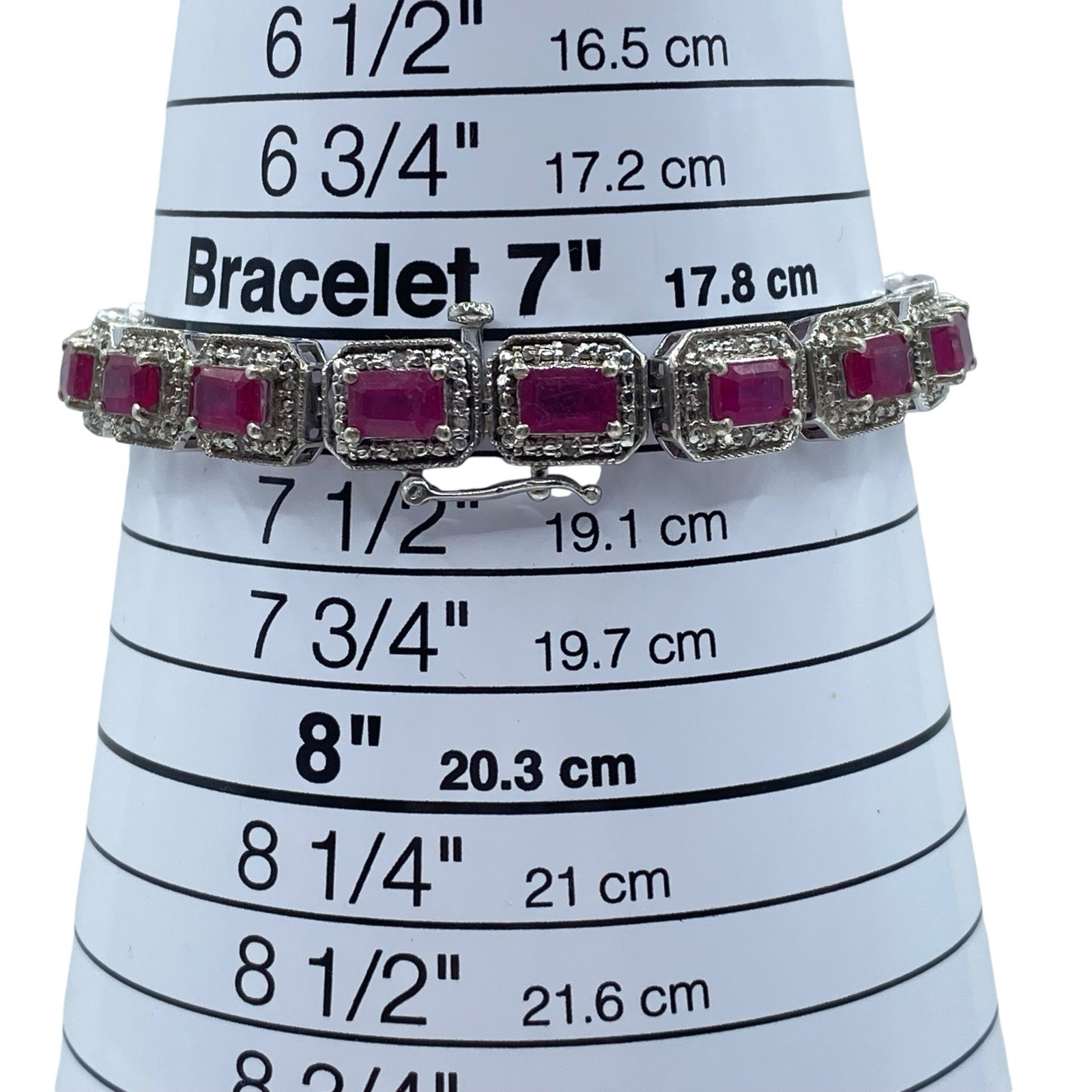 Sterling Silver Lab Created Ruby Illusion Tennis … - image 9