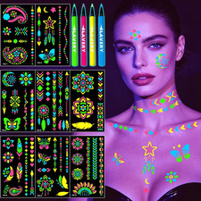Glow in the Dark Face Paint Markers, Neon Face Paint Pen 4-Color57Pcs Flower St