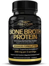 FREZZOR Bone Broth Protein Capsules 100% Grass-Fed, Non GMO, All Natural, Pack 1