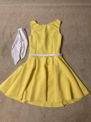 Weissman Adult Small Yellow Dance Costume With Neck Scarf Ribbon Head Accessory