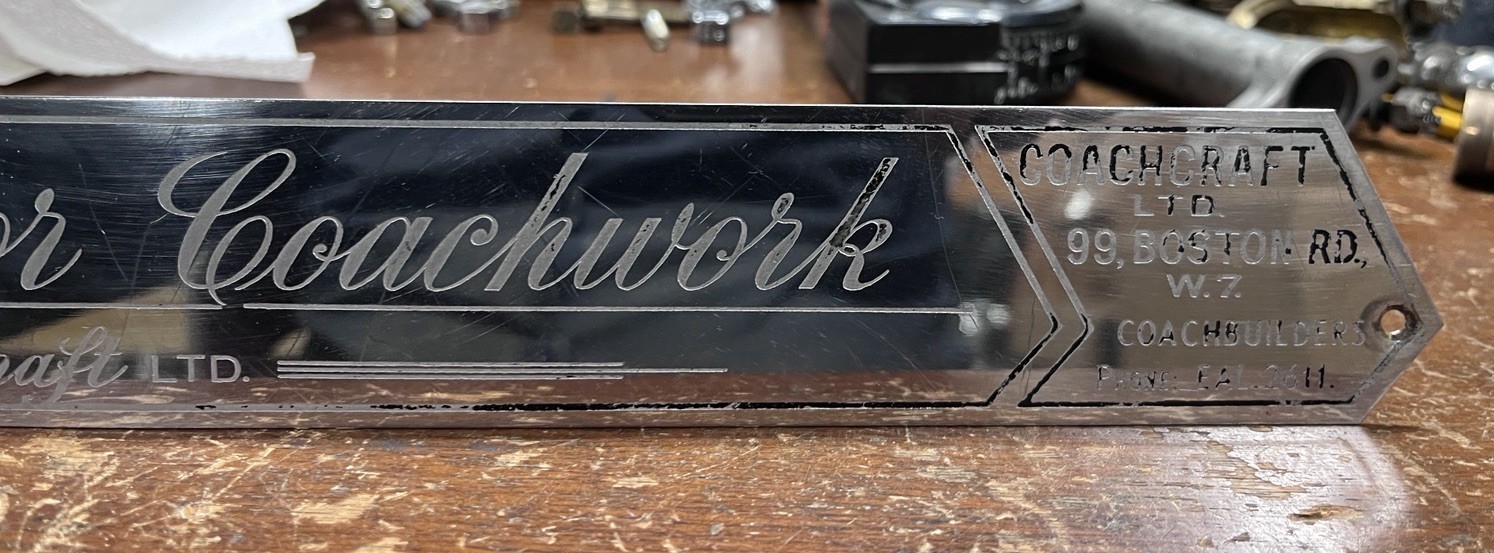 Antique Rolls Royce Coachcraft Ltd Sill Plate 20/25 Phantom I II III Wraith