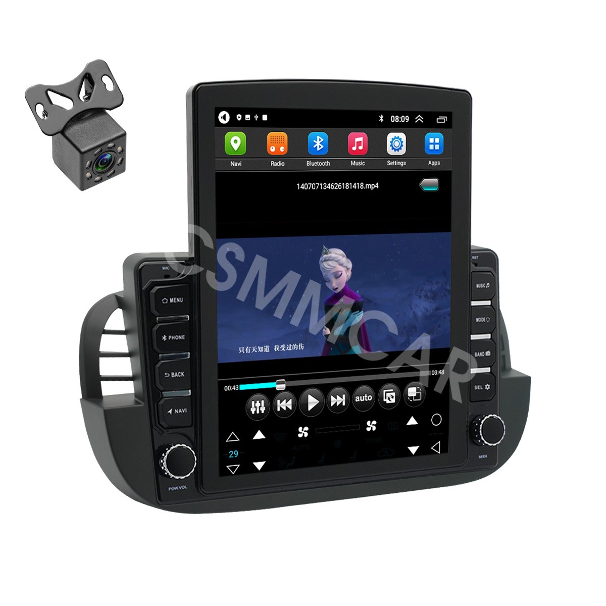 Car Stereo Radio For CarPlay Android Auto Fit For Fiat 500 2007-2015 W/Camera