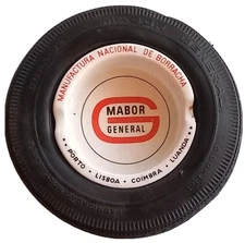Vtg Sacavem Ceramic Mabor General Tires Adverting Real Tyre Tire Ashtray RARE