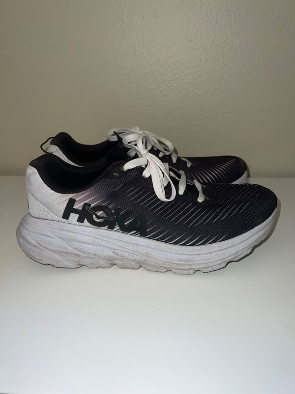 HOKA Men's Black and White Running Shoes Size 9