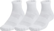 Under Armour Training Cotton 3 Pack Quarter Socks White Cushioned Arch Support