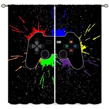Gamepad Curtains Gamer Window Treatments for Boys Girls Colorful Game Control...