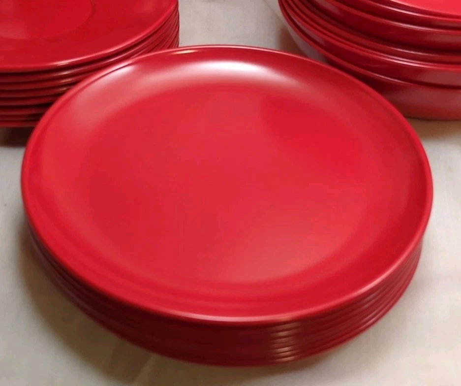 Juego de platos de melamina vintage años 70 NHP artículos artesanales 42 piezas plato tazón fresa Foto 3 de 4