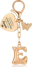 Gold Initial Keychain A-Z - Letter Keychains for Women with Butterfly  Heart -