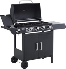 Outsunny 4+1 Burner Gas BBQ Grill, Outdoor Barbecue Trolley with Wheels  roaster