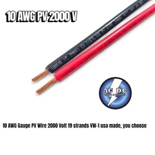 10 AWG Gauge PV Wire 2000 Volt 19 strands VW-1 usa made, you choose