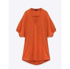 Zara Cocoon Orange Mini Dress Size Small