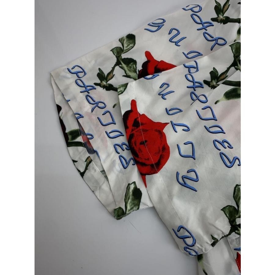 WACKO MARIA Hawaiian Shirt Rose Floral Rayon M White Aloha Festival