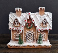 Gingerbread House Christmas Holiday Winter Table Decor 6.75"H X 7.25"L Resin
