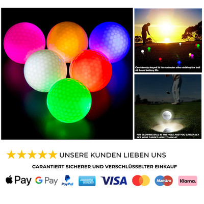 6x LED Golfbälle bunt Light Up Golfbälle Nacht leuchtet im Dunkeln leuchtend