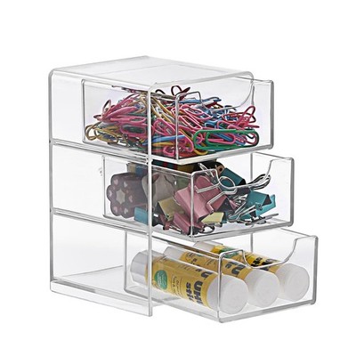 BTSKY 1 Pack Small Acrylic Storage Organizer with Drawers, 1 Pack, Clear