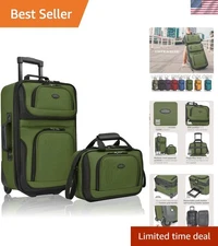 Lightweight Water-Resistant 2-Wheel Luggage Set: 21" Upright & 14" Travel Tote