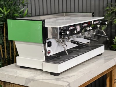 CUSTOM LA  MARZOCCO LINEA CLASSIC 3 GROUP ESPRESSO COFFEE MACHINE WHITE & GREEN