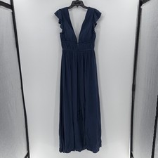 Azazie Bridesmaid Maxi Length Dress - Navy - 4