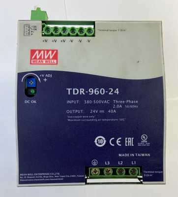 Mean Well TDR-960-24 Input:380-500 VAC 2 A Output:24 VDC 40 A Power Supply