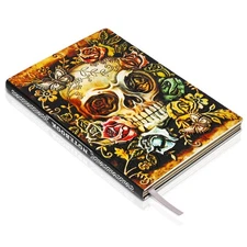 Skull Embossed Leather Journal Notebook - 3D Handmade Vintage Notebooks Trave...