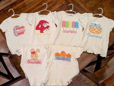 LOT OF 6 CHARLOTTE MONOGRAM EMBROIDERED SHIRTS GIRLS SIZE 5