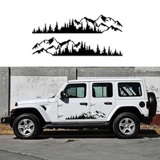  2pcs Mountain Tree Forest Graphic Car Sticker Waterproof Gloss Black