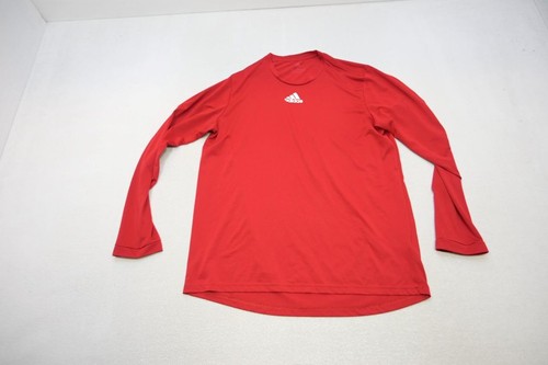 Adidas Gym Shirt Aeroready Performance Red Long Sleeve Athletic Mens Sz Large - Picture 5 of 9
