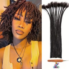 24" 100 Human Hair Dreadlocks Extensions 0.4cm Real Hair Dreads Permanent Locs