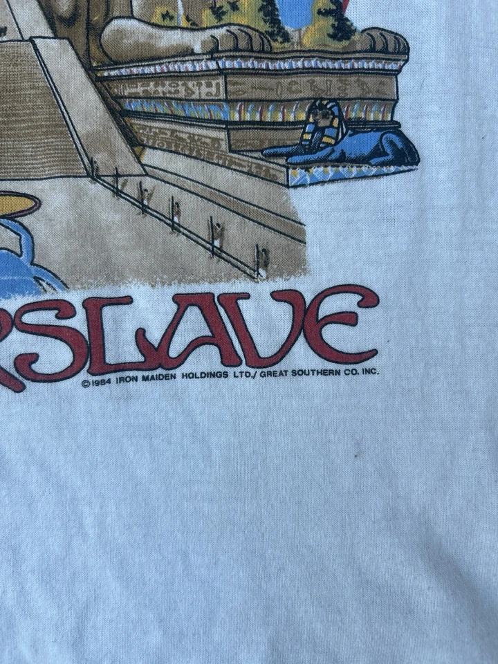 Camiseta Iron Maiden Powerslave Raglan vintage 1984 tamanho P turnê rara banda de rock do Egito - Imagem 3 de 4
