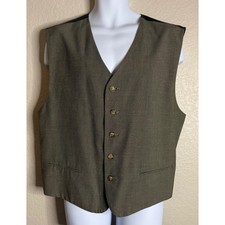 Murano Mens XL Suit Vest Brown Micro Pattern Formal Waistcoat Preppy Western