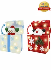 Christmas Animated Snowman Motion Gift Box LED Lights Indoor Outdoor Xmas Decor 