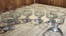 Libbey Arbys Holly Berry Parfait Sherbet Glasses Set Of 6