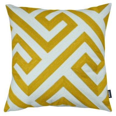 Besticktes geometrisch gefülltes Kissen 43x43cm Luxus Rocco Entity Ockergelb