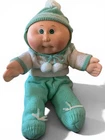 Vintage 1986 Cabbage Patch Kids Preemie Doll Soft Bean Body Green Outfit Coleco