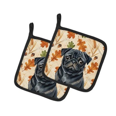 Carolines Treasures WDK7981PTHD 7.5 x 7.5 in. Black Pug Heirloom Fall Pair of...