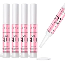 Super Strong Nail Glue (Pack of 5) - Long Lasting Waterproof Adhesive for Nails